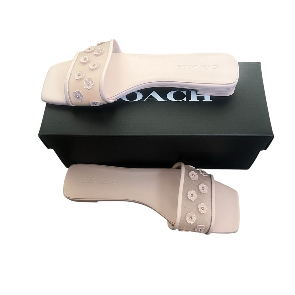 New COACH Flat Sandal With Tea Rose - Blush Size 10 - Picture 5 of 7